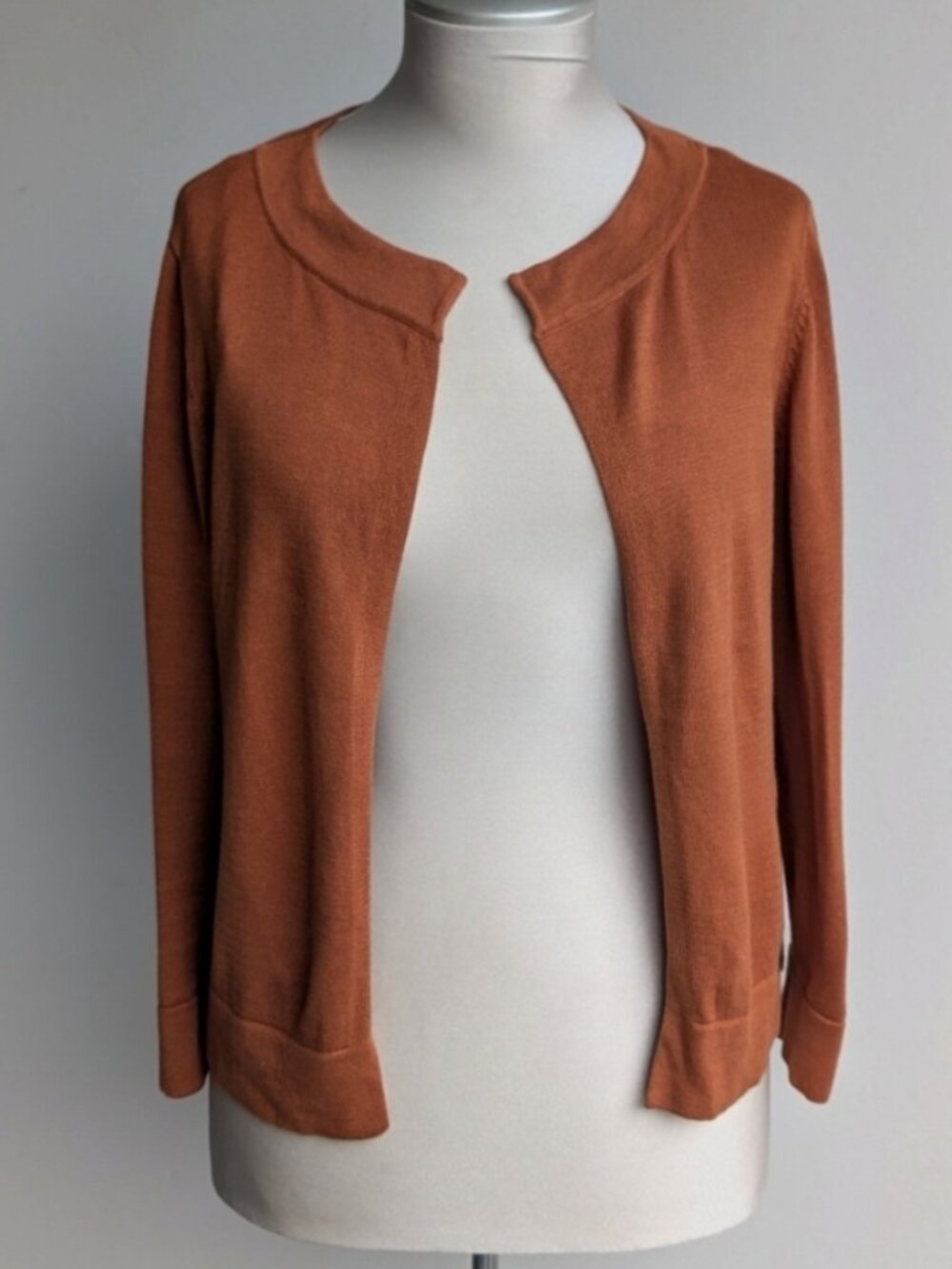 Simons Icone Open Front Cardigan Sweater - Rust Brown Orange